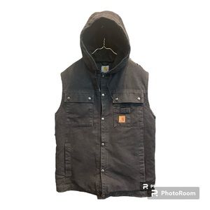 Carhartt Vintage Sherpa Lined Canvas Vest Black Men’s L EUC